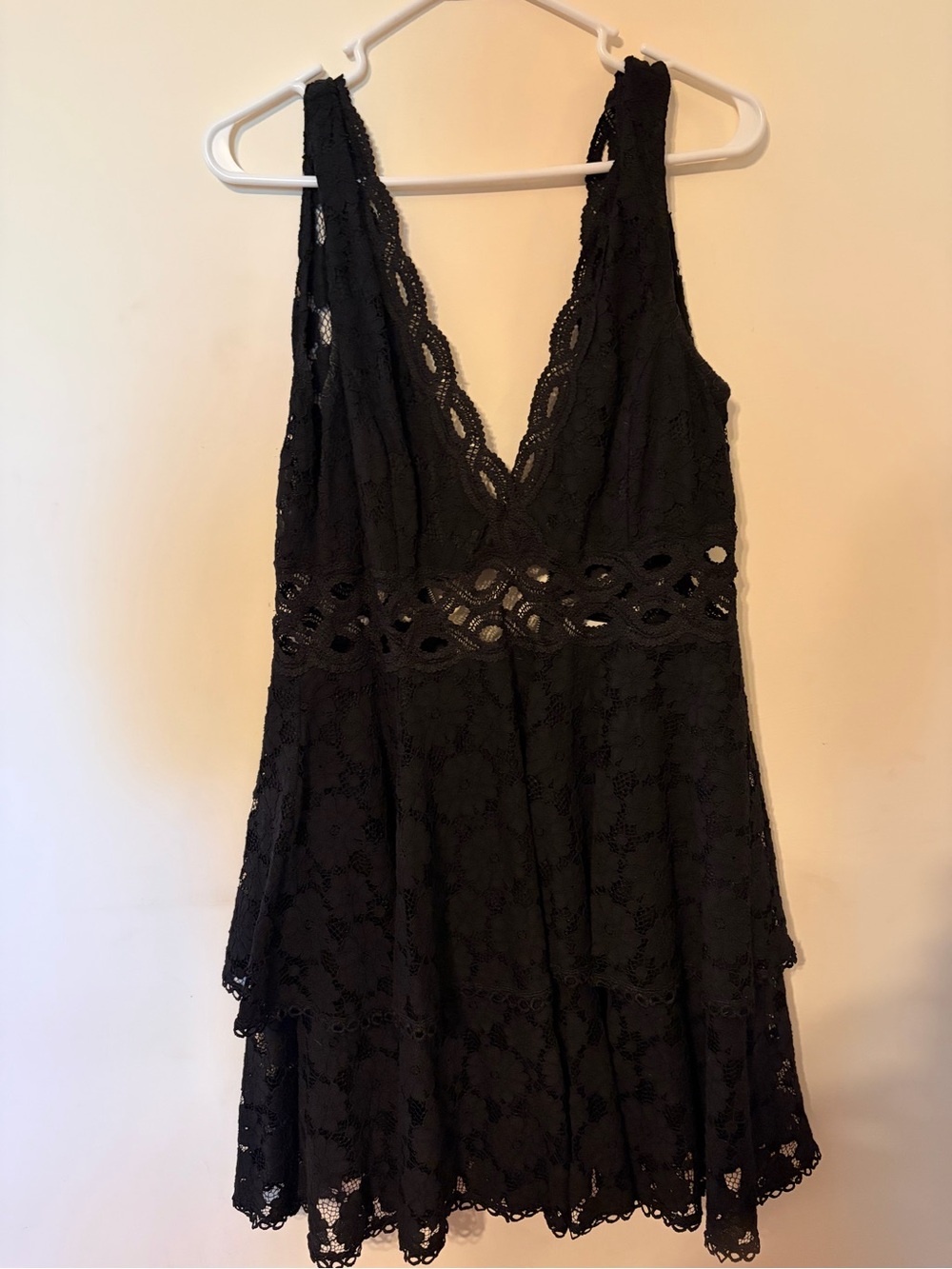 She + Sky Black Lace V-Neck Mini Dress